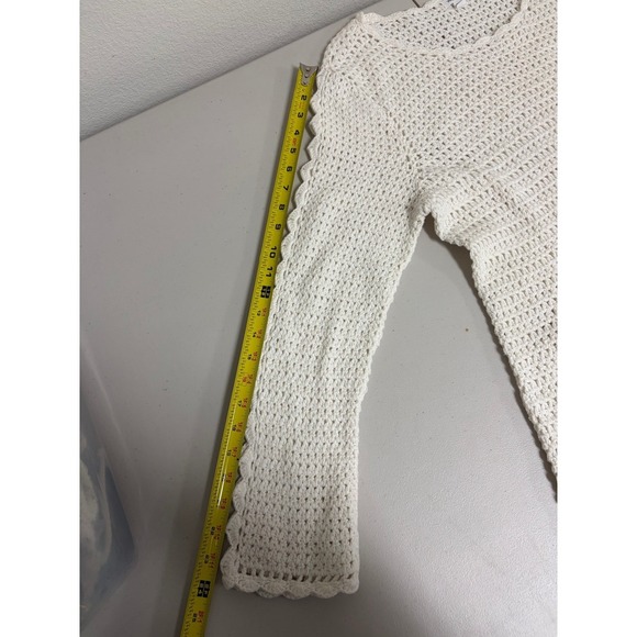 Westport 1X White Crochet Mini Sweater Dress Scalloped Boho Chic Vacation Top - Picture 9 of 9